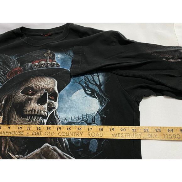 Skeleton Witch Doctor Dual Sided Graphics Long Sleeves T-Shirt Large Voodoo - Picture 8 of 13